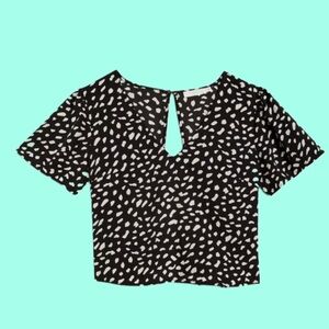 Lush Abstract Print Tie Back Blouse